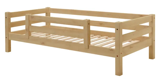 Infanskids Einzelbett mit halber Absturzsicherung natur 90 x 200cm