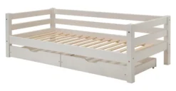Infanskids Einzelbett mit 2 Rollschubkästen weiß 90 x 200cm