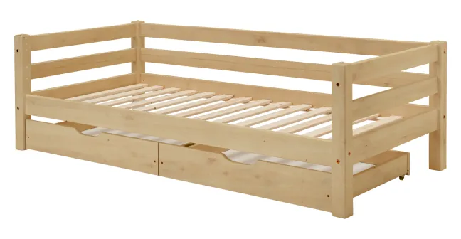 Infanskids Einzelbett mit 2 Rollschubkästen 90 x 200cm natur 201-10