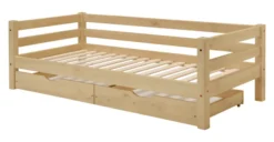 Infanskids Etagenbett mit Leiter und 2 Rollschubkästen natur lackiert 90 x 200cm 603-10