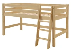Infanskids Halbhohes Bett mit Schrägleiter natur lackiert 90x200cm 302-10