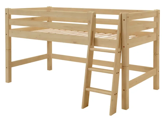 Infanskids Halbhohes Bett mit Schrägleiter natur lackiert 90x200cm 302-10