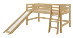 Infanskids Halbhohes Bett teilbar inkl. Schrägleiter und Rutsche natur 90 x 200 cm 309-10