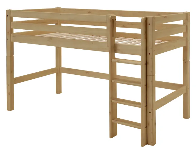 Infanskids mittelhohes Bett mit gerader Leiter gelaugt 200x90cm 307-20