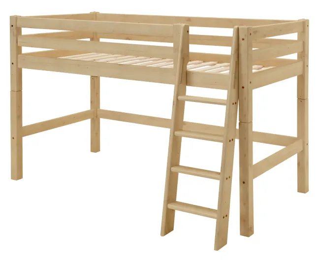 Infanskids mittelhohes Bett mit Schrägleiter natur 200x90cm 308-10
