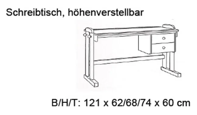Infanskids Schreibtisch höhenverstellbar mit 2 Schubladen natur 813-10