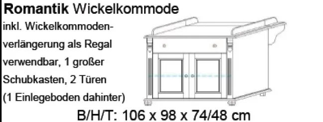 Infanskids Wickelkommode Romantik mit Verlängerung gelaugt 119-1 Sale