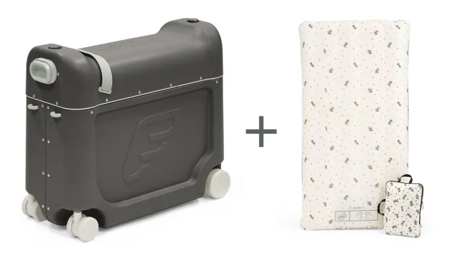 JetKids™ by Stokke® BedBox Kinderkoffer Midnight Grey mit CloudSleeper™ Mickey Celebration