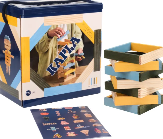 KAPLA 120er Box blau, gelb, grün