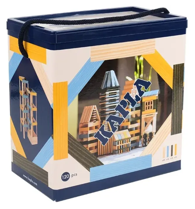 KAPLA 120er Box blau, gelb, grün
