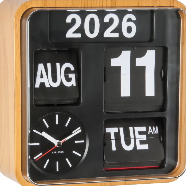 Karlsson Wanduhr Mini Flip Light wood veneer