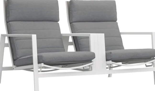 LIFE Bondi tete a tete 2er Sessel weiß/mist grey soltex