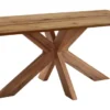 LifeConcept Esstisch 200x100cm Zerreiche Baumkante (3cm) Natur geölt mit Holz Spider-Gestell