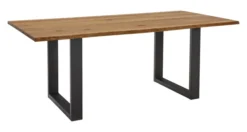 LifeConcept Esstisch 200x100cm Zerreiche Baumkante (3cm) Natur geölt mit Metall U-Gestell