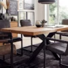 LifeConcept Esstisch 200x100cm Zerreiche Baumkante (6cm) Natur geölt mit Metall Spider-Gestell