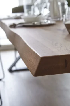 LifeConcept Esstisch 180x100cm Zerreiche Baumkante (6cm) Natur geölt mit Holz Spider-Gestell