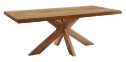 LifeConcept Esstisch 180x100cm Zerreiche Baumkante (6cm) Natur geölt mit Holz Spider-Gestell