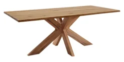LifeConcept Esstisch 240x100cm Zerreiche Baumkante (3cm) Natur geölt mit Holz Spider-Gestell