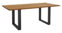 LifeConcept Esstisch 200x100cm Zerreiche gerade Kante (3cm) Natur geölt mit Metall U-Gestell