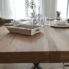 LifeConcept Esstisch 180x100cm Zerreiche gerade Kante (6cm) Natur geölt mit Holz Spider-Gestell
