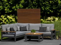 LIFE Soho Eck Lounge Set lava/teak/mist grey soltex