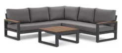 LIFE Soho Eck Lounge Set lava/teak/mist grey soltex