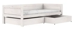 Lifetime Basisbett 90x200cm mit Rollboden und 2 Bettkästen whitewash