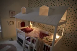 Lifetime Beachhouse Kojenbett 90x200cm mit Rollboden und Regalen weiß lackiert
