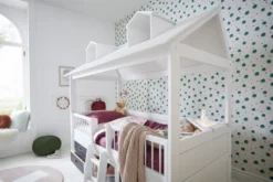 Lifetime Beachhouse Kojenbett 90x200cm mit Rollboden und Regalen weiß lackiert