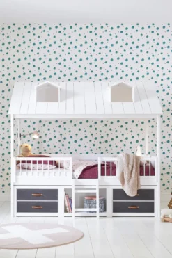 Lifetime Beachhouse Kojenbett 90x200cm mit Rollboden und Regalen weiß lackiert