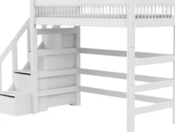 Lifetime Breeze Hochbett 90x200cm mit Treppe und Rollboden weiß lackiert