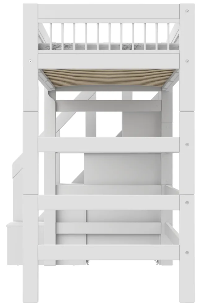 Lifetime Breeze Hochbett 90x200cm mit Treppe und Rollboden weiß lackiert