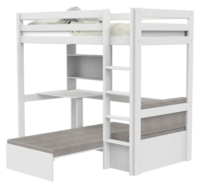 Lifetime Elements Hochbett Study & Relax 90x200cm mit Rollboden weiß