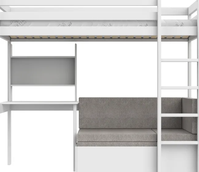 Lifetime Elements Hochbett Study & Relax 90x200cm mit Rollboden weiß