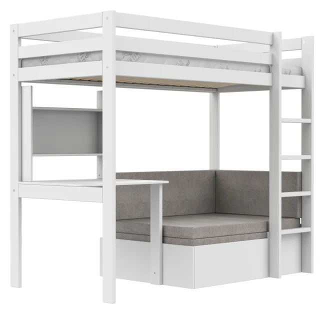Lifetime Elements Hochbett Study & Relax 90x200cm mit Rollboden weiß
