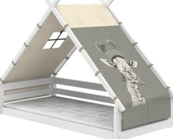 Lifetime Elements Montessori Tipibett Jungle 90x200cm mit Rollboden weiß lackiert