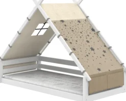 Lifetime Elements Montessori Tipibett Over the Moon 90x200cm mit Rollboden weiß lackiert