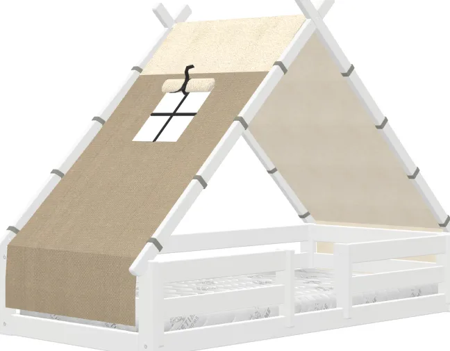 Lifetime Elements Montessori Tipibett Over the Moon 90x200cm mit Rollboden und Absturzsicherung weiß lackiert