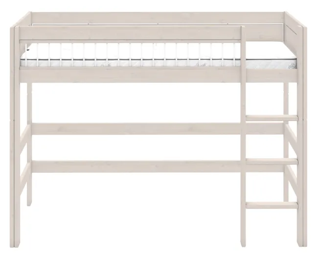 Lifetime Hochbett 152cm 90x200cm mit Deluxe Lattenrost Absturzsicherung Streben whitewash