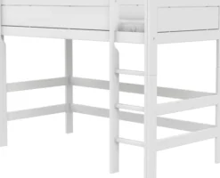 Lifetime Hochbett 152cm 90x200cm mit Rollboden weiß lackiert
