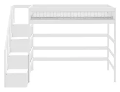 Lifetime Hochbett 90x200cm mit Treppe und Deluxe Lattenrost Absturzsicherung Streben weiß lackiert
