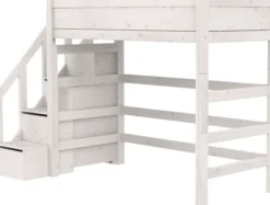 Lifetime Hochbett 90x200cm mit Treppe und Rollboden whitewash