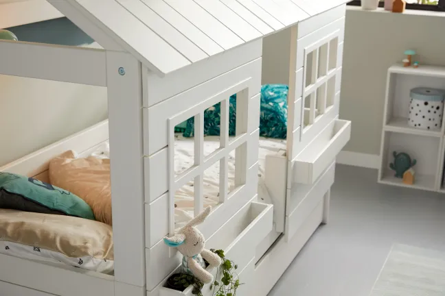 Lifetime Hüttenbett 90x200cm "Lake House 2" mit Rollboden weiß lackiert