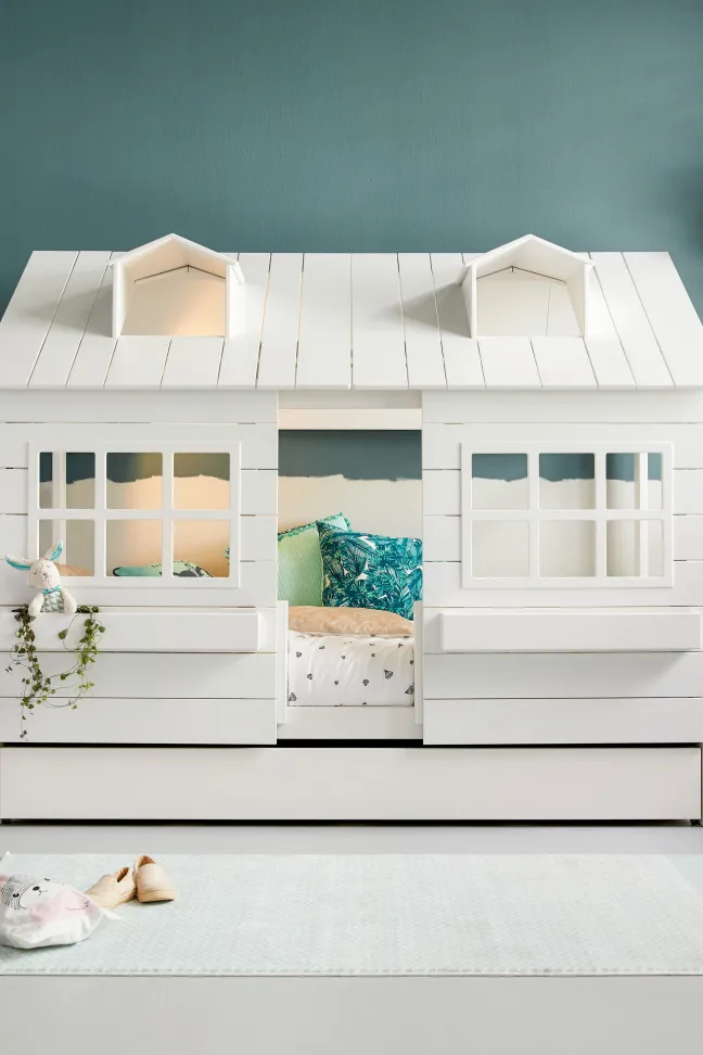 Lifetime Hüttenbett 90x200cm "Lake House 2" mit Rollboden weiß lackiert