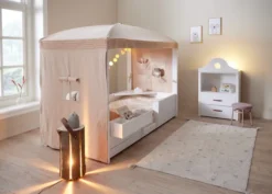 Lifetime 4 in 1 Bett mit Himmeldach inkl. Deluxe Lattenrost weiß lackiert