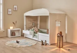 Lifetime 4 in 1 Bett mit Himmeldach inkl. Deluxe Lattenrost weiß lackiert