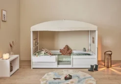 Lifetime 4 in 1 Bett mit Himmeldach inkl. Rollboden weiß lackiert