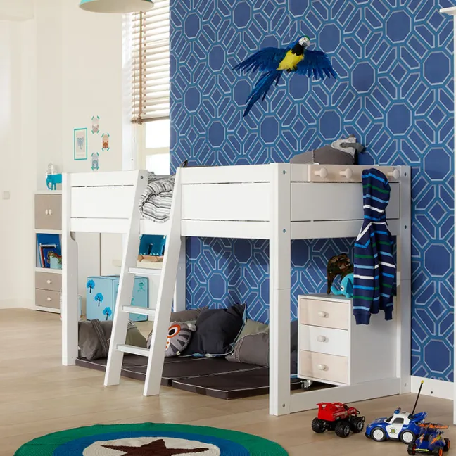 Lifetime 4 in 1 Bett mit Himmeldach inkl. Rollboden weiß lackiert