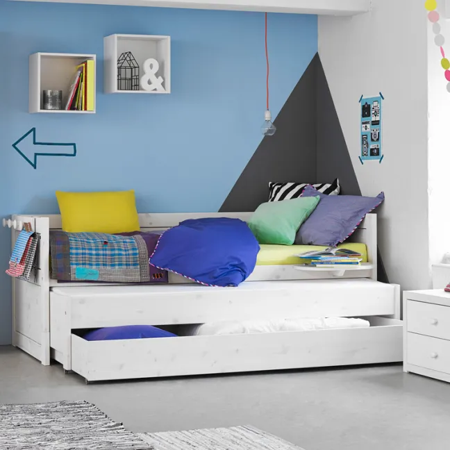 Lifetime Kojenbett 90x200cm mit Rollboden whitewash