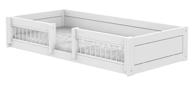 Lifetime Montessori Bett 90x200cm mit Premium Rollboden und Absturzsicherung weiß lackiert